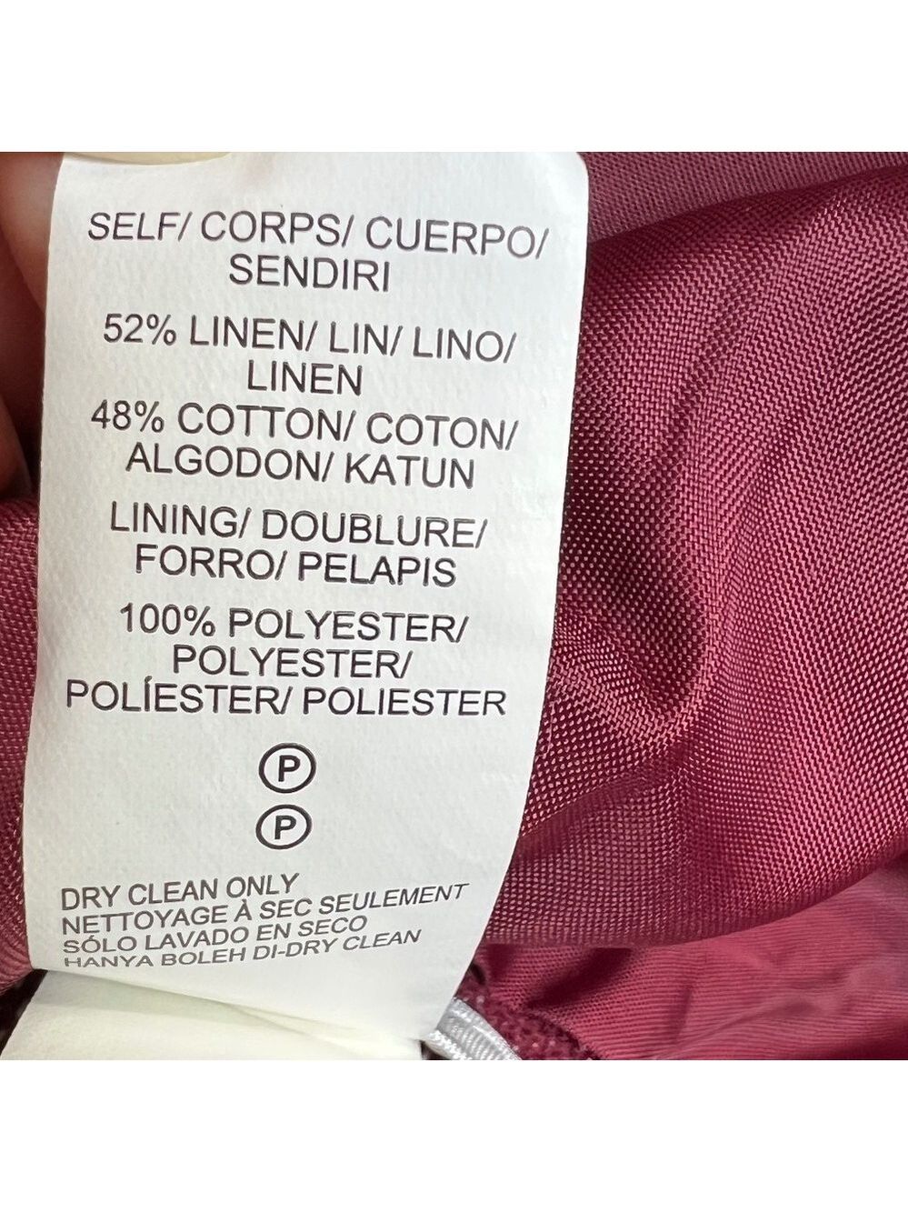 Lucky Brand burgundy linen blend 2 button roll sleeve unlined blazer jacket S - Picture 13 of 14